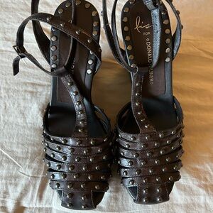 Donald J. Pliner Women's Brown Studded Platform Sandals